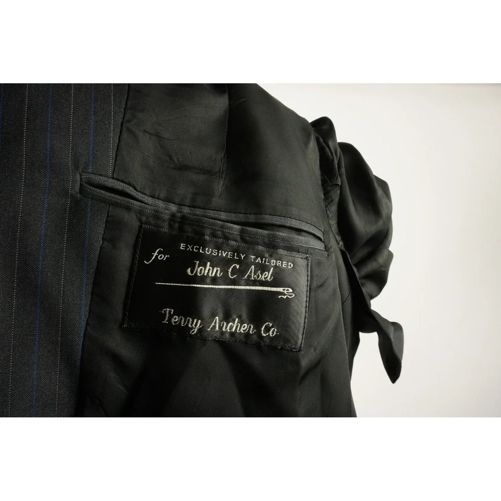 Ermenegildo‎ Zegna 15 Microns Men's 44R Charcoal Gray Blue Stripe Lined Blazer